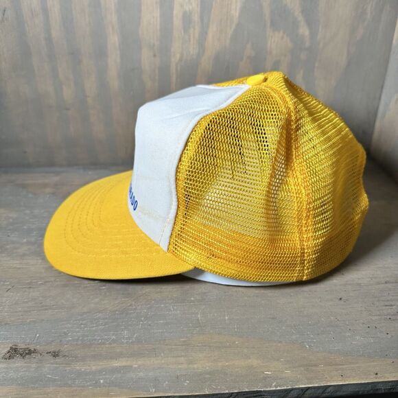 Vintage Snapback Trucker Breathable Hat Cap Yellow And White AA Quality Heating - Picture 2 of 7
